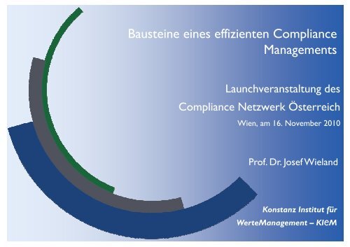 Bausteine eines effizienten Compliance Managements