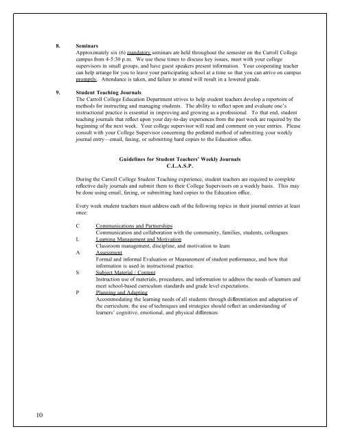 PHASES IN STUDENT TEACHING