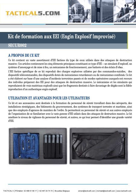 Kit de formation aux EEI (Engin Explosif Improvisé) - Tactical5.com