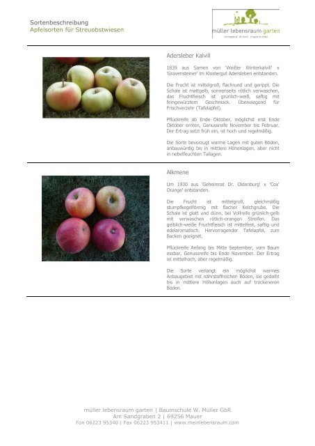 Apfelsorten für Streuobstwiesen A-L - müller lebensraum garten