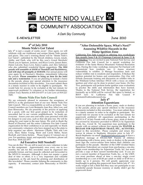June 2010 first draft - Monte Nido Valley Community Association