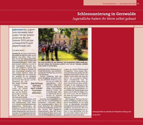 Jahresbericht 2010 - Stiftung „Großes Waisenhaus zu Potsdam“