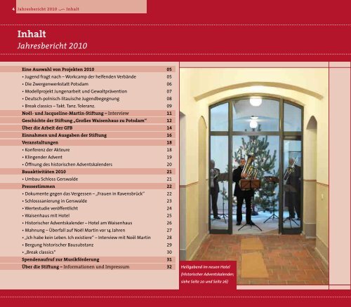 Jahresbericht 2010 - Stiftung „Großes Waisenhaus zu Potsdam“