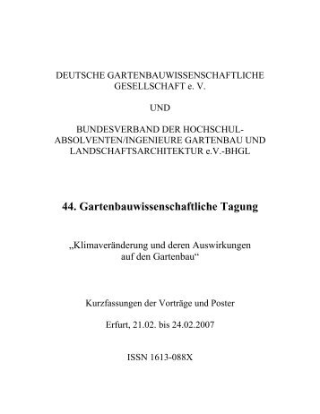 44. Gartenbauwissenschaftliche Tagung - (DGG) und des