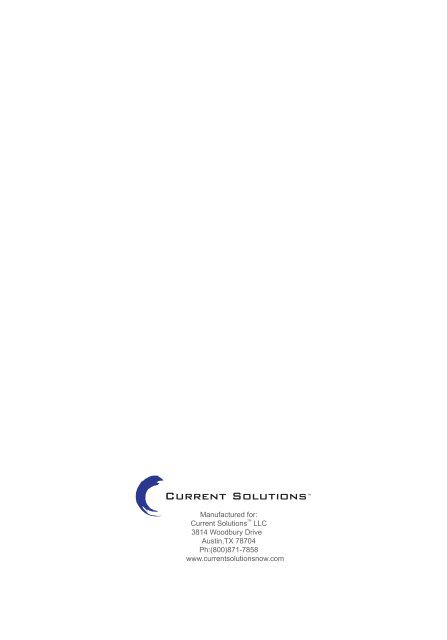Intensity 5000 Manual - Current Solutions LLC