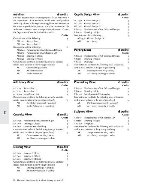 2007-2008 Undergraduate Academic Catalog - Plymouth State ...