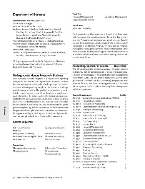 2007-2008 Undergraduate Academic Catalog - Plymouth State ...