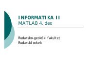 INFORMATIKA II MATLAB 4. deo