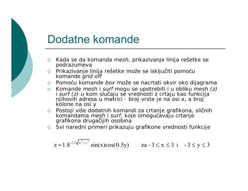 INFORMATIKA II MATLAB 4. deo