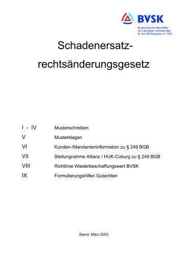 Schadenersatz- rechtsänderungsgesetz - Witte-Online