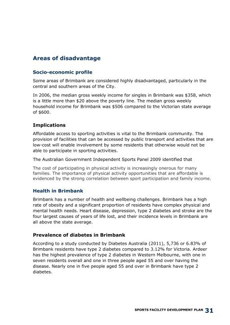 Sports Facility Development Plan (10 years) - Brimbank City Council