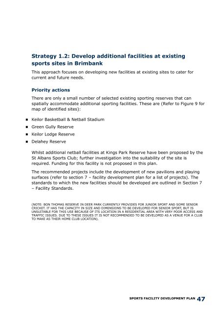 Sports Facility Development Plan (10 years) - Brimbank City Council