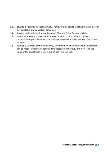 Sports Facility Development Plan (10 years) - Brimbank City Council
