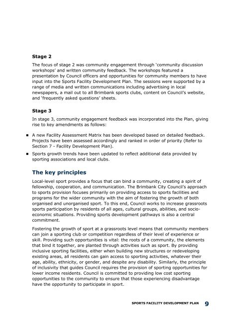 Sports Facility Development Plan (10 years) - Brimbank City Council