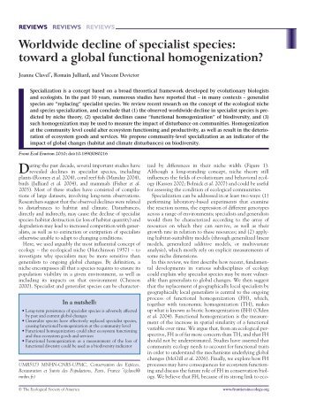 Clavel et al. 2010.pdf - DR. Vincent Devictor