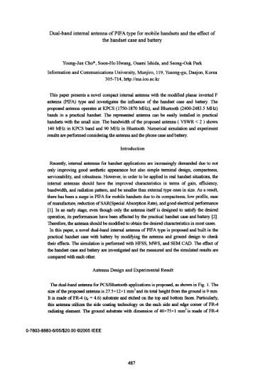 Dual-band internal antenna of PIFA type for mobile handsets and ...