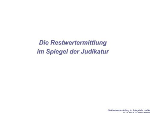 Rechtsprechung Restwert - Zak