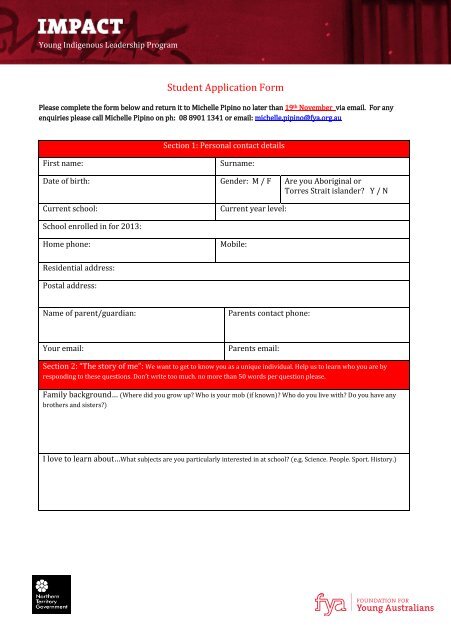 Student Application Form