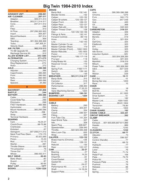 Big Twin 1984-2010 Index - Narley Choppers