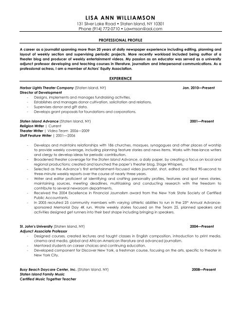 Download Resume - Lisa Ann Williamson