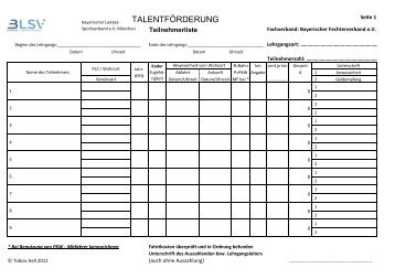 Formular BLSV Teilnehmerliste Talentförderung - Bayerischer ...