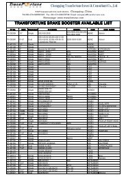 Brake Booster available list - Transfortune