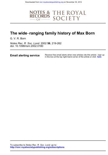 The Wide-Ranging Family History of Max Born - Notes and Records ...