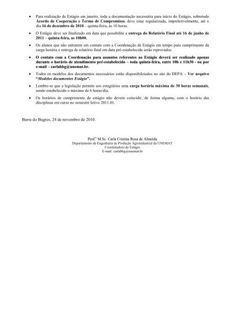 coordenaÃ§Ã£o de estÃ¡gio plano de trabalho â turma ... - UNEMAT