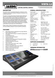Vista L5 Technical Specification Sheet - Jands