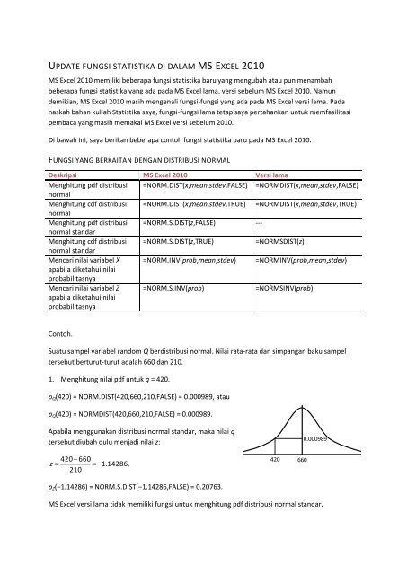 Update Fungsi Statistika Di Dalam Ms Excel 2010 Istiarto