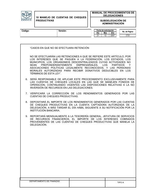 TIPO “A” - MASTERWEB Sistema de Control de Documentos - ISSSTE