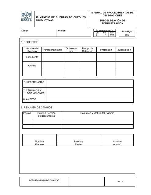 TIPO “A” - MASTERWEB Sistema de Control de Documentos - ISSSTE