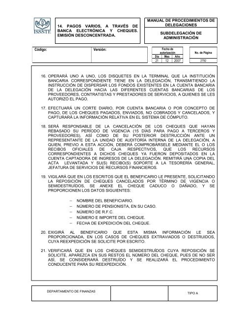 TIPO “A” - MASTERWEB Sistema de Control de Documentos - ISSSTE