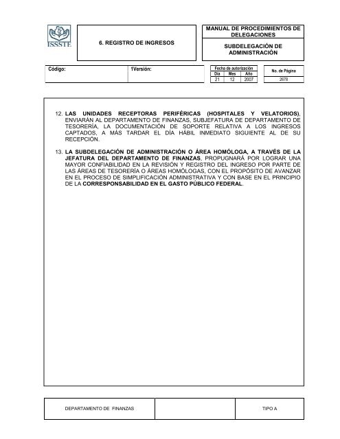 TIPO “A” - MASTERWEB Sistema de Control de Documentos - ISSSTE