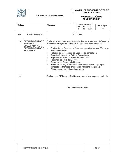 TIPO “A” - MASTERWEB Sistema de Control de Documentos - ISSSTE