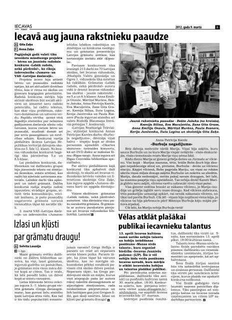 laikraksts Â«Iecavas ZiÅasÂ» 3. lpp. 09.03.2012.