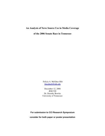 An Analysis of News Source Use in Media Coverage of the 2006 ...