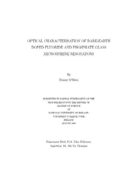 optical characterisation of rare-earth doped fluoride and phosphate ...