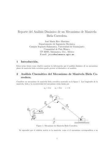 Reporte del AnÃ¡lisis DinÃ¡mico de un Mecanismo de Manivela Biela ...