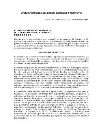 Código Financiero - LVIII Legislatura del Estado de México