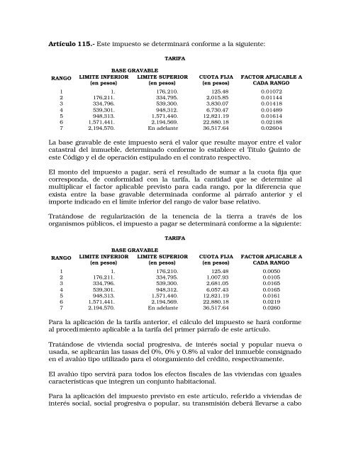 Código Financiero - LVIII Legislatura del Estado de México