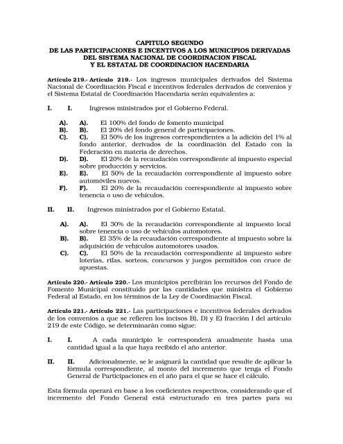 Código Financiero - LVIII Legislatura del Estado de México