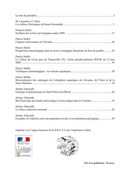 bulletin de la societe d'etude des sciences naturelles d'elbeuf 2009