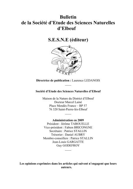 bulletin de la societe d'etude des sciences naturelles d'elbeuf 2009