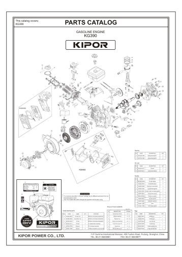 KG390 â KGE7000Ti â KGE6500E BREAKDOWN - Kipor Power ...