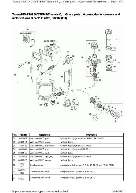 Truma/HEATING SYSTEMS/Trumatic C, .../Spare parts ...