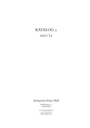 KATALOG 5 2011/12 - RARE BOOKS BERLIN - ANTIQUARIAT ...