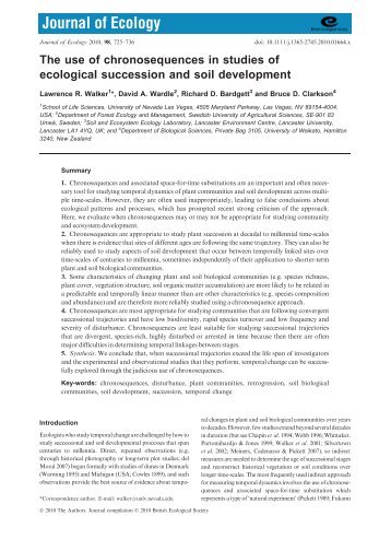 The use of chronosequences in studies of ecological succession ...