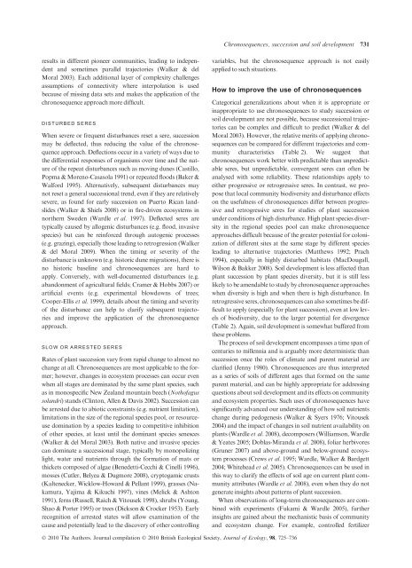 The use of chronosequences in studies of ecological succession ...