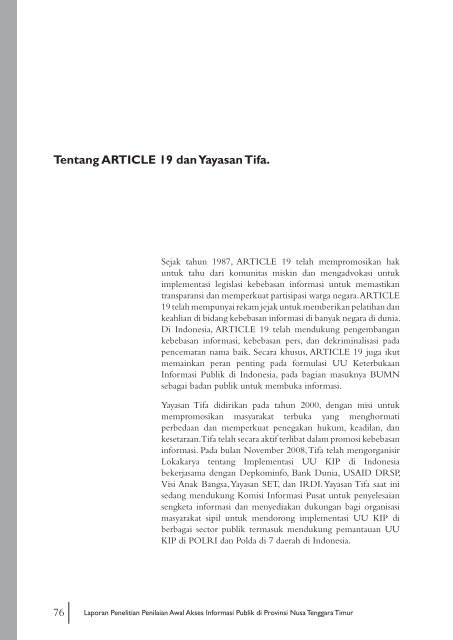 Penilaian Awal Akses Informasi Publik di Nusa Tenggara ... - Article 19